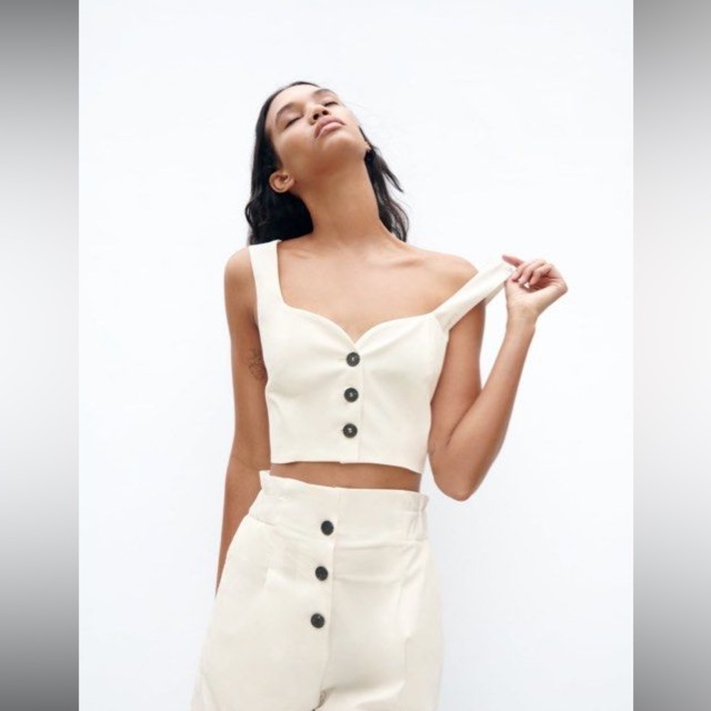Zara Women’s Crop Top Vest - Cream